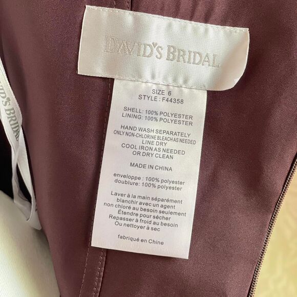 NWT David's Bridal Bridesmaid Mini Dress Brown Satin One Shoulder Size 6 - Picture 8 of 8